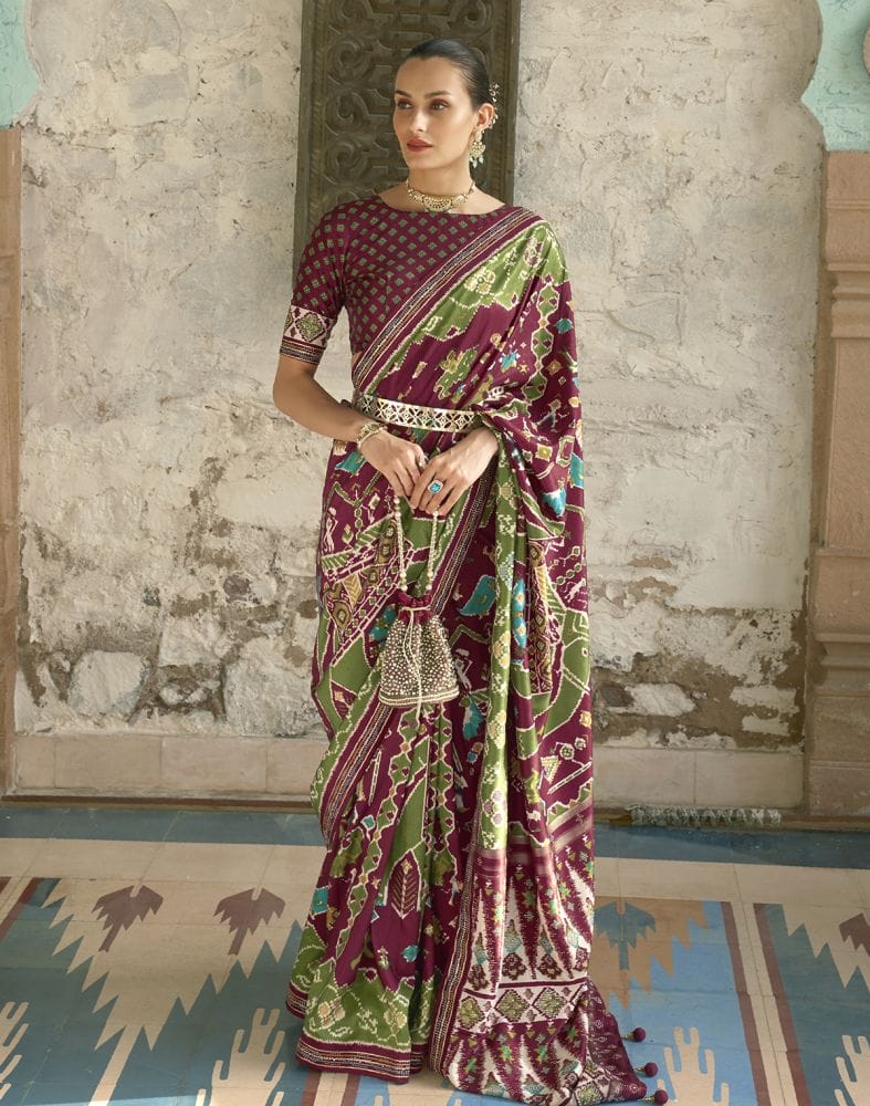 Maroon Colour Soft Patola Silk Saree