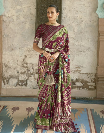 Maroon Colour Soft Patola Silk Saree