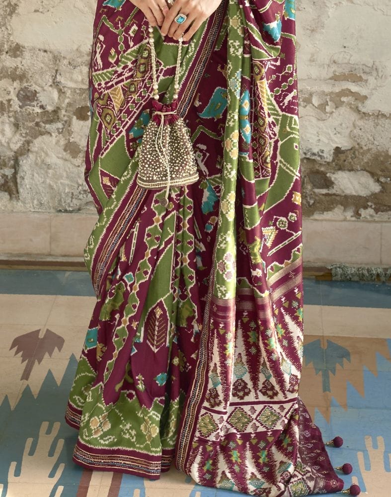 Maroon Colour Soft Patola Silk Saree