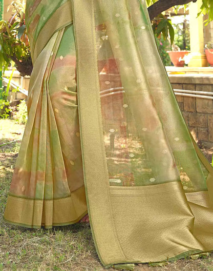 Green Graphic Design Organza Fancy Saree