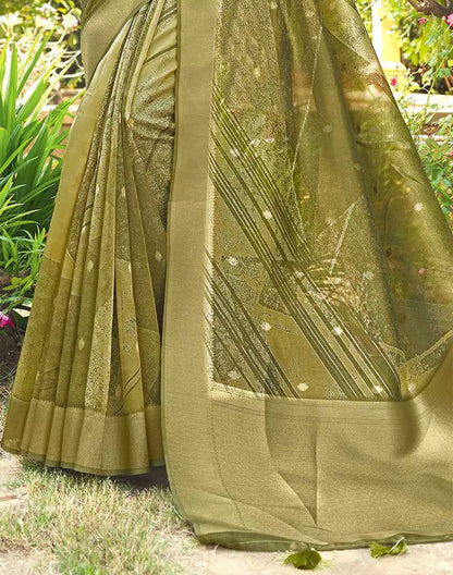Adorable Green Organza Designer Saree
