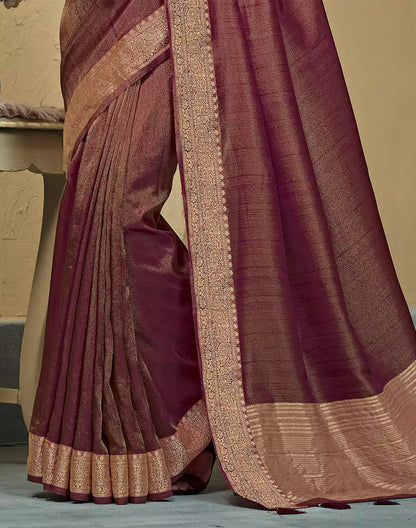 Maroon Raw Silk Saree With Tussels