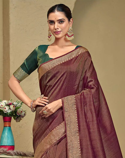 Maroon Raw Silk Saree With Tussels