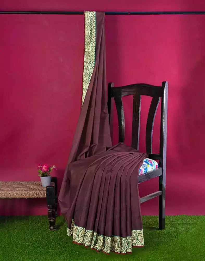 Maroon Plain Satin Saree