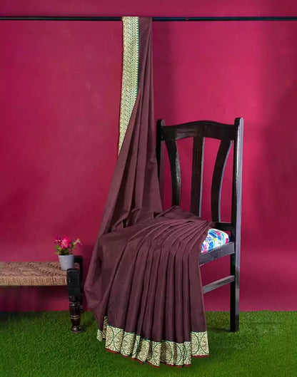 Maroon Plain Satin Saree