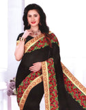 Black Paisley Georgette Embroidery Saree