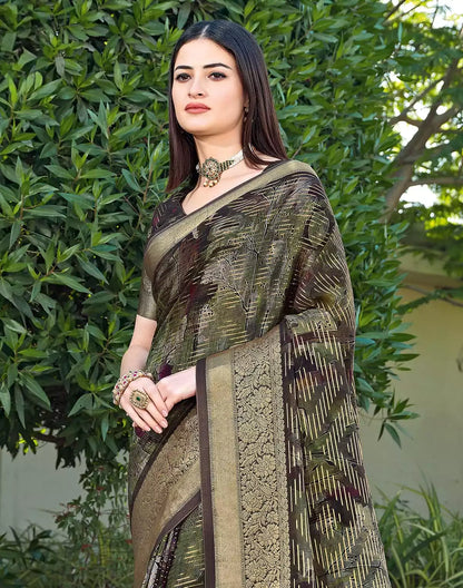Mehendi Green Dola Silk Saree