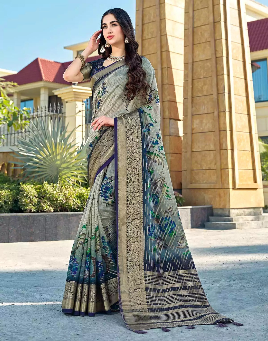 Light Green Dola Silk Designer Saree