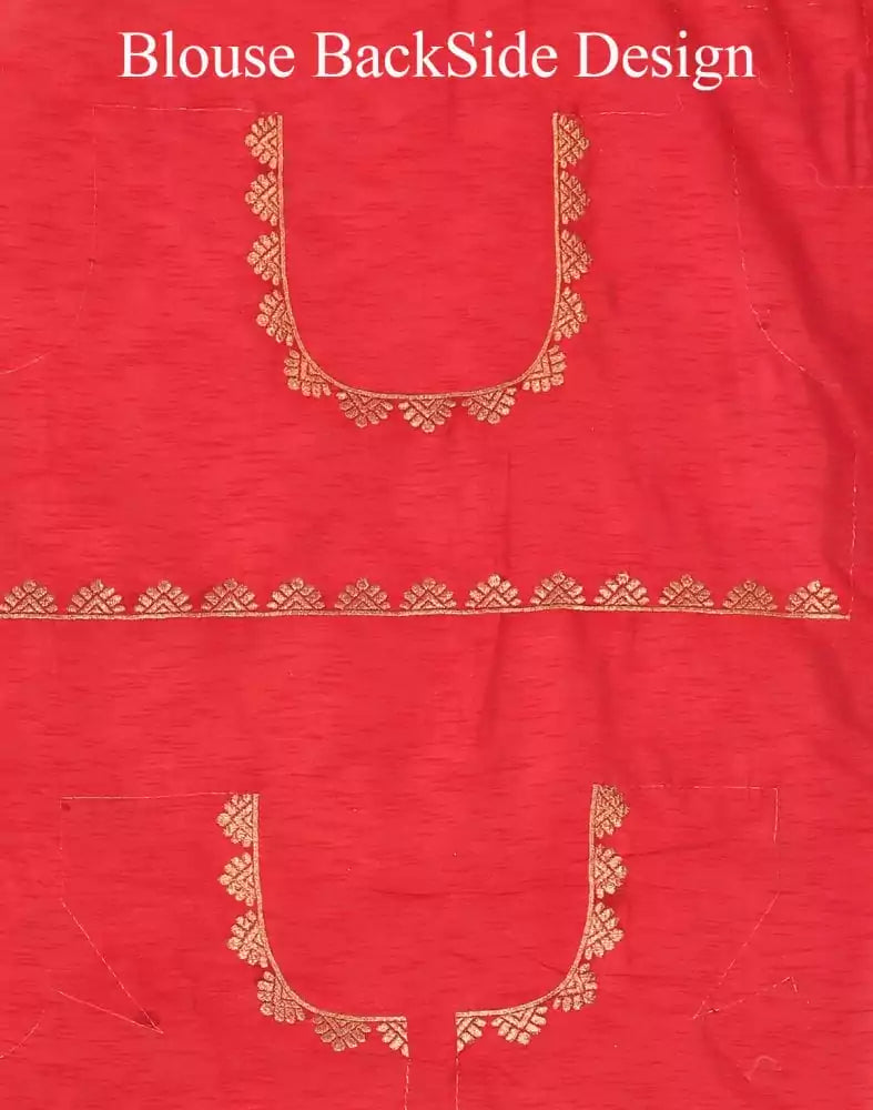 Red Coloured Plain Crape Saree