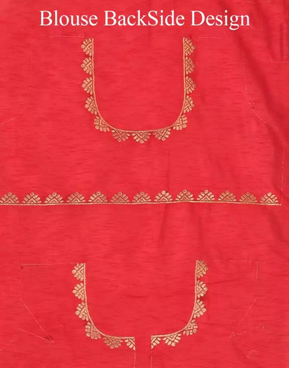 Red Coloured Plain Crape Saree