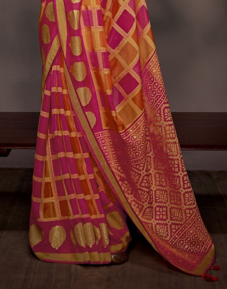 Orange Coloured Soft Brasso Saree