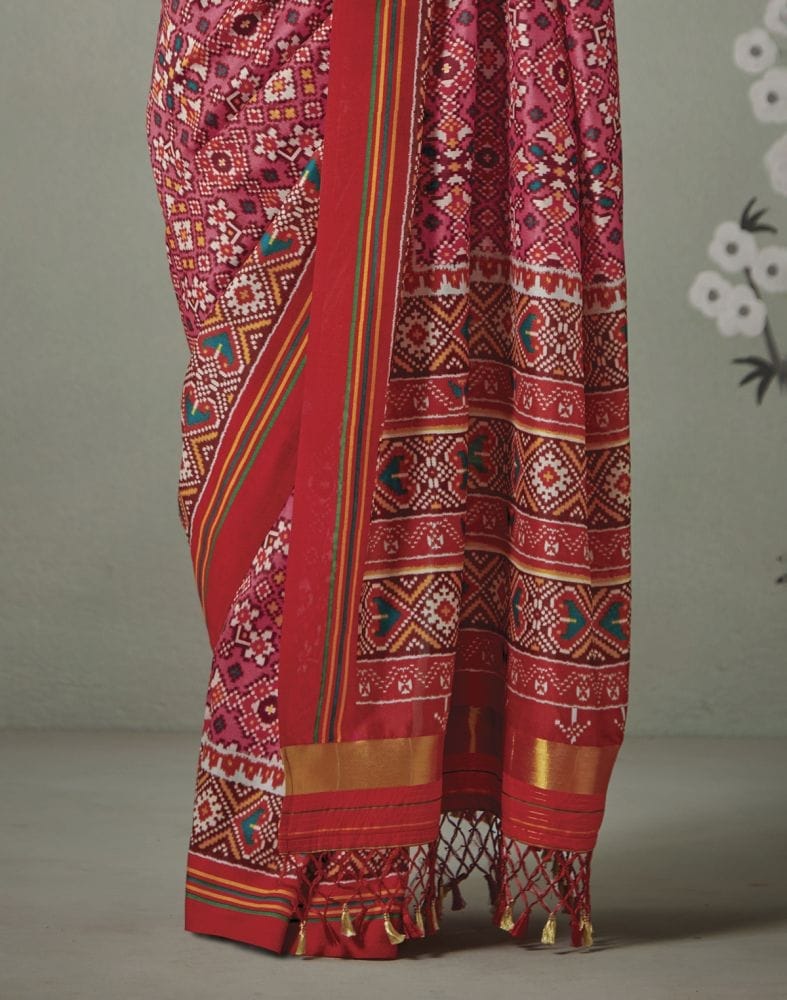 Light Pink Ikat Print Patan Patola Saree