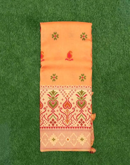 Orange Paisley Weave Chiniya Silk Saree