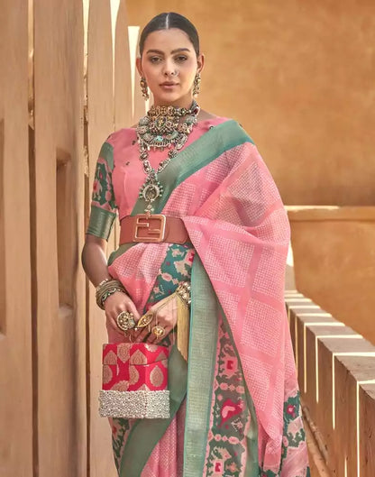Cotton Silk Fabric Light Pink Colour Saree