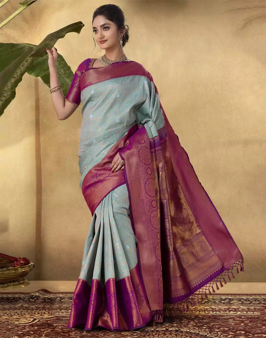 Elegant Sea Green Soft Banaras Silk Saree