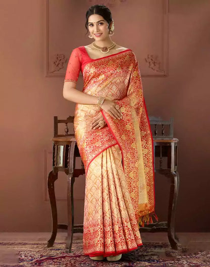 Elegant Gold Coloured Double shaded Pure Silk Saree