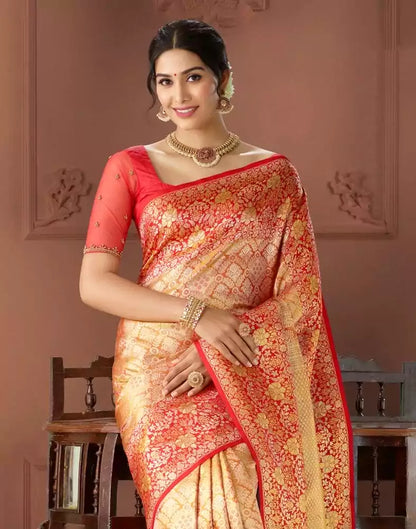 Elegant Gold Coloured Double shaded Pure Silk Saree