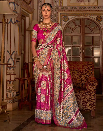 Pink Coloured Bandhini Print Patola Silk Saree