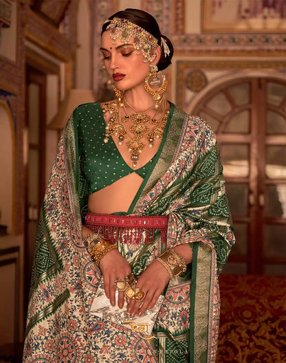 Green all over beautiful Bandhini Print Patola Saree