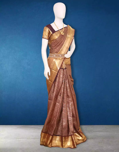 Light Brown Coloured Floral Kanchi Pattu Saree