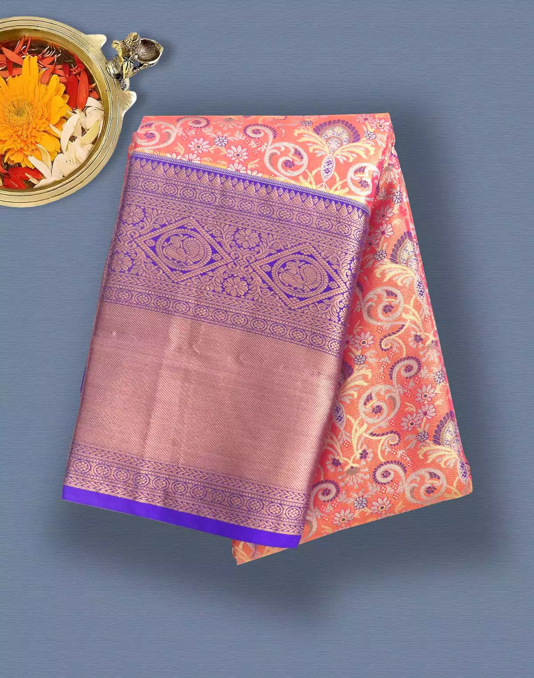 Pink and Light Green Tissue Jaal Saree