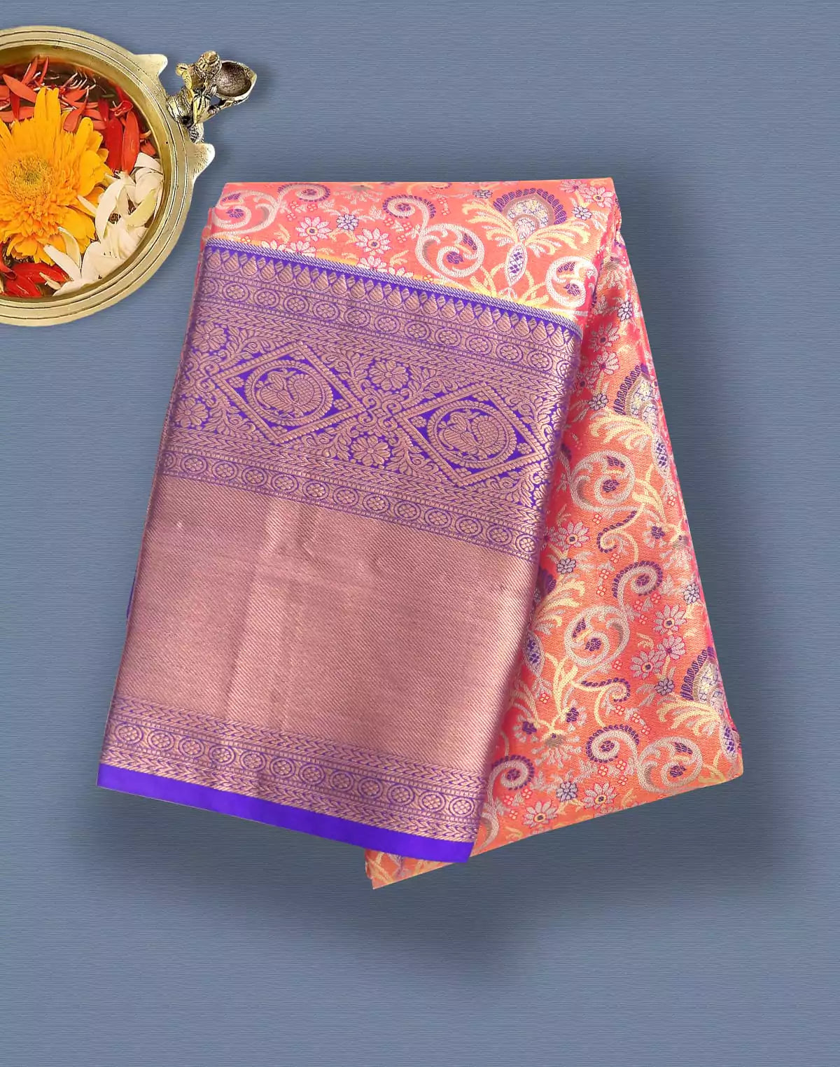 Pink and Light Green Tissue Jaal Saree
