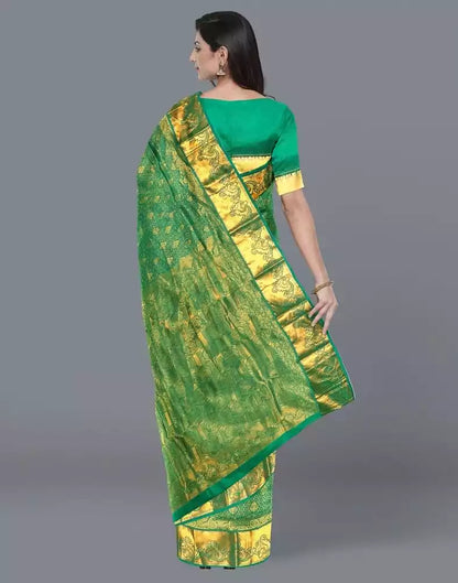 Green Floral Zari Pure Silk Saree