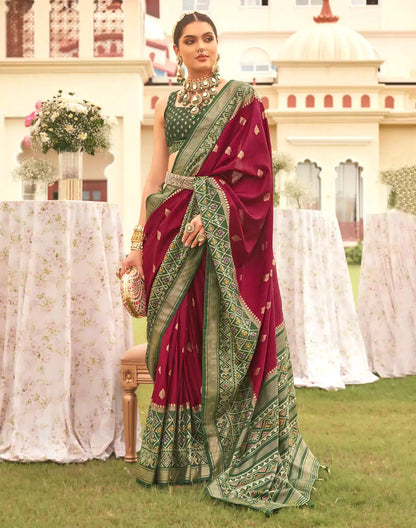 Maroon Coloured Patola Contrast Saree