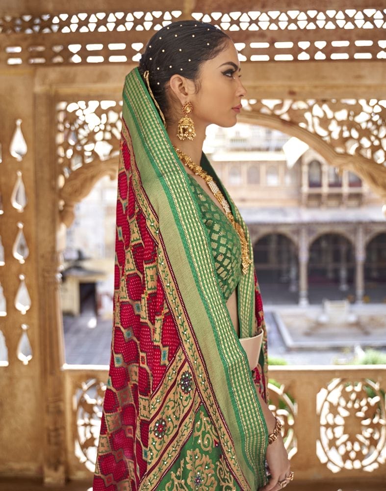 Amazing Red Geometric Print Patola Saree