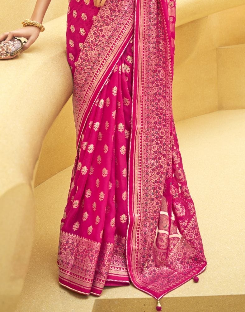 Pink Floral Patola Fancy Saree