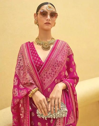 Pink Floral Patola Fancy Saree