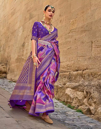 Purple Designer Patola Silk Saree