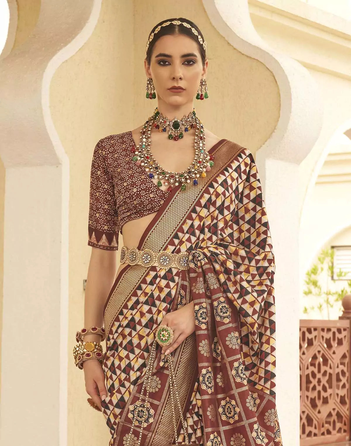Brown Colored Soft Silk Saree