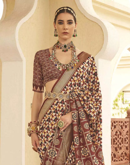 Brown Colored Soft Silk Saree