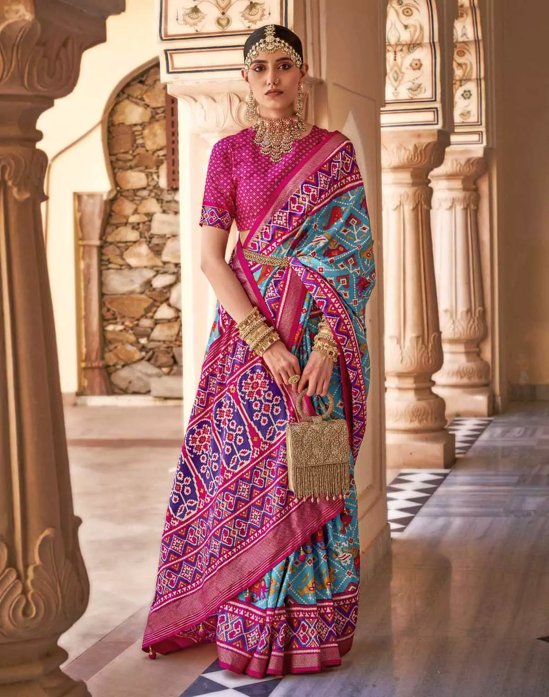 Light Sky Blue Saree with Contrast Border