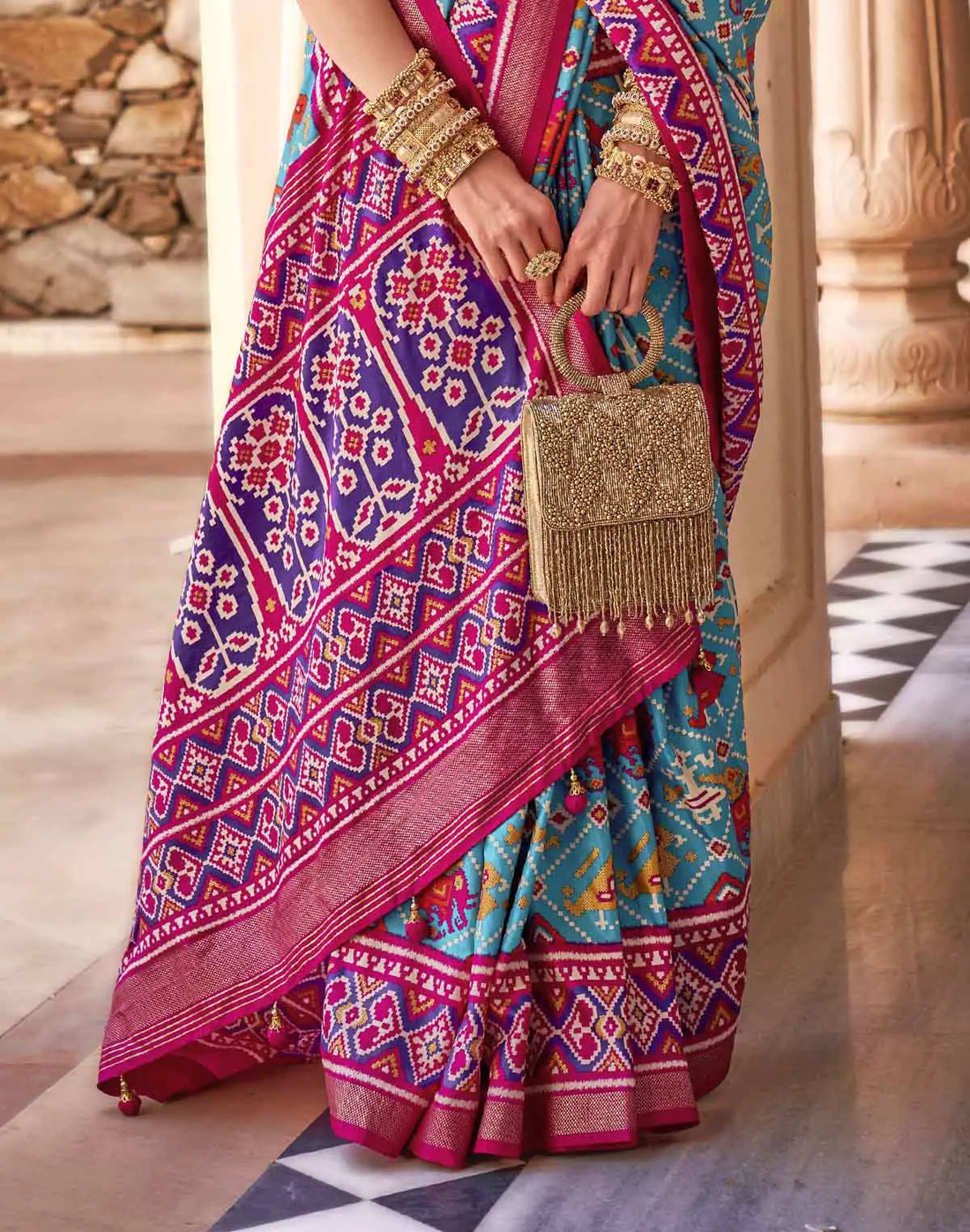 Light Sky Blue Saree with Contrast Border