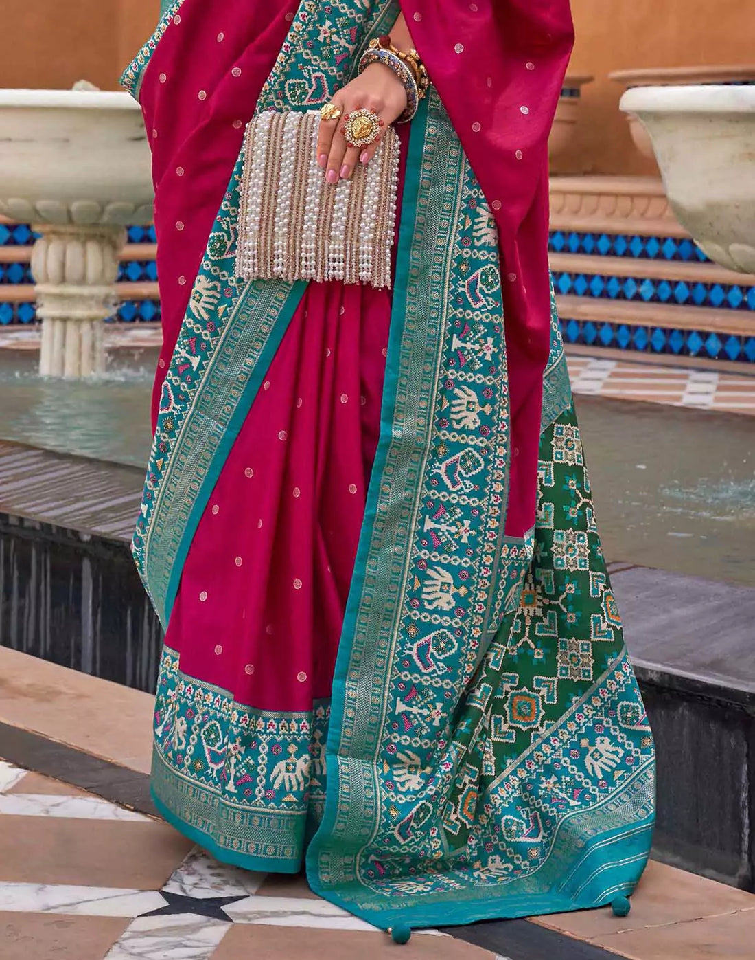Rani Pink Butta Patola Silk Saree