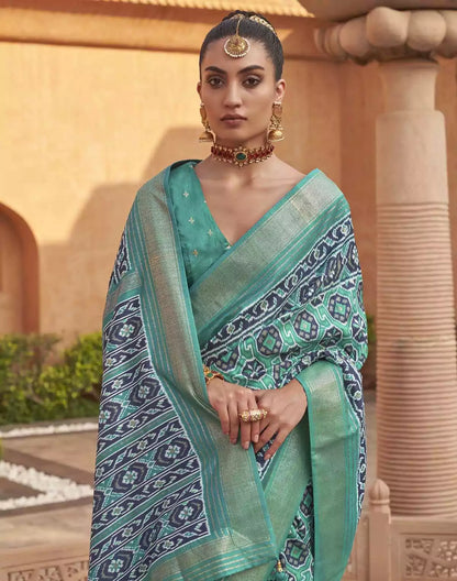 Light Green Ikat Patola Silk Saree