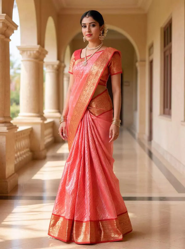 Peach Kanchi Pattu detail