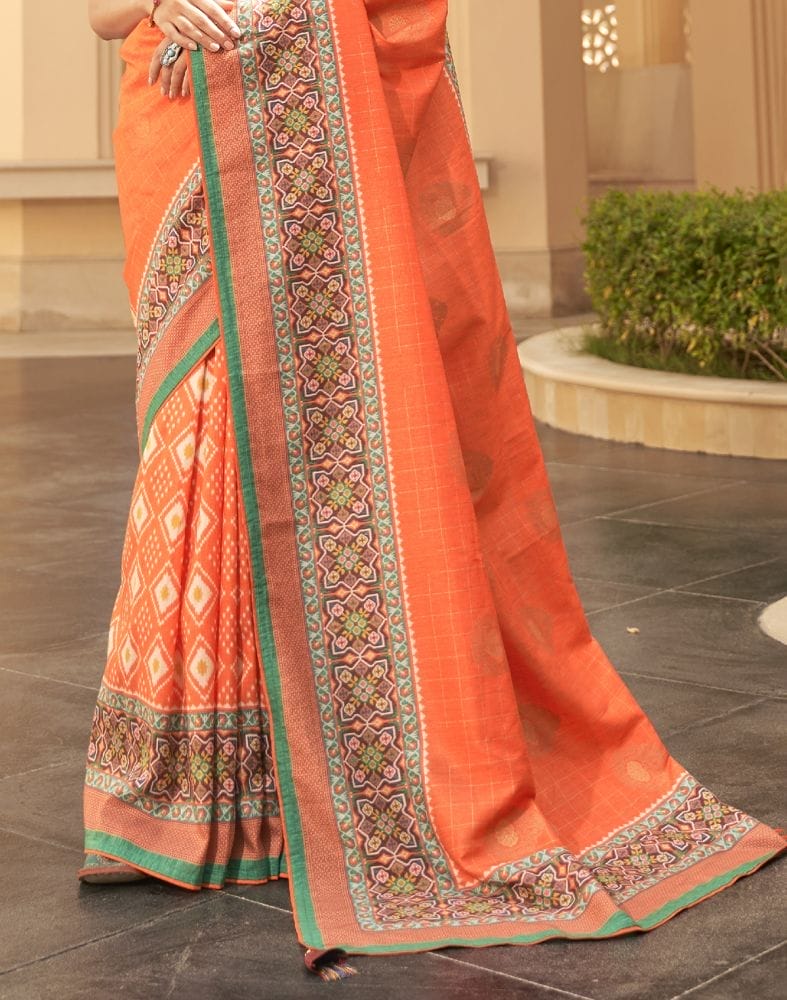 Dola Silk Orange Coloured Saree