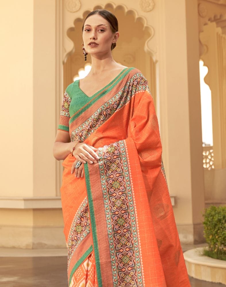 Dola Silk Orange Coloured Saree