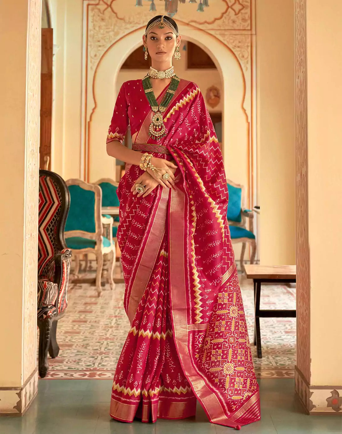 Red smooth Patola Silk Saree