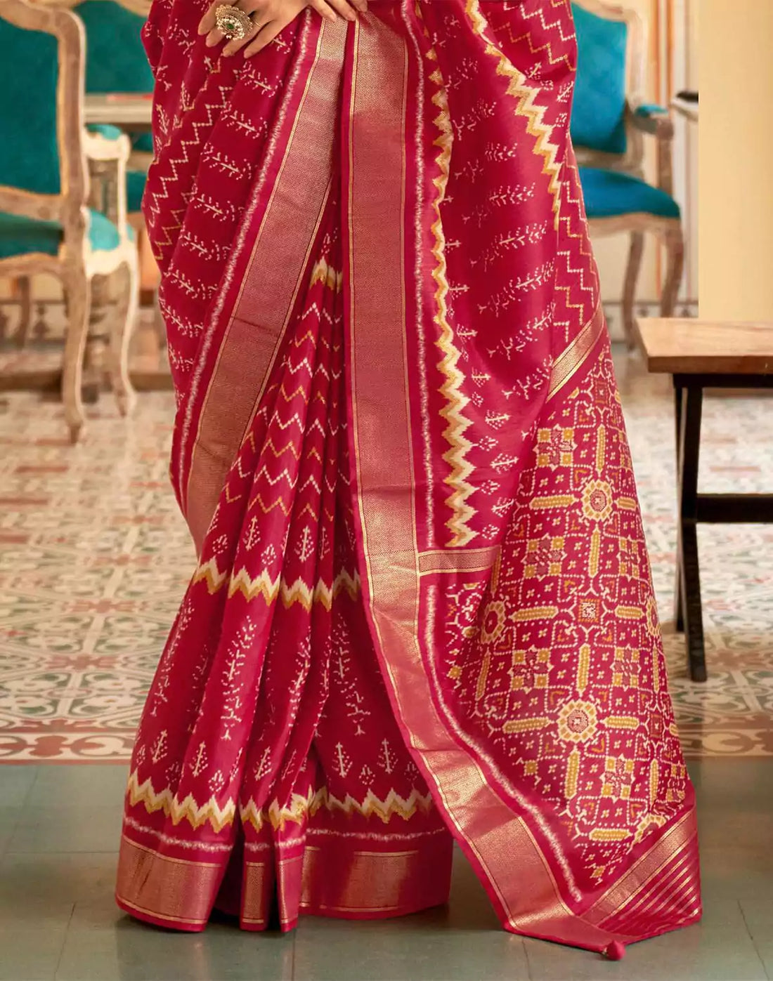 Red smooth Patola Silk Saree