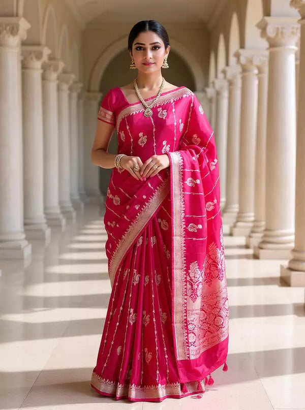 Magenta Mashru Silk Saree