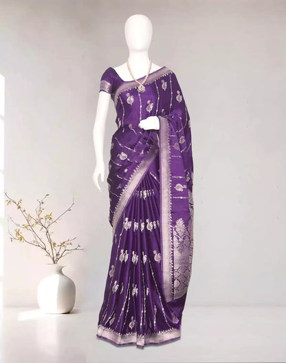Purple Novelty Design Mashru Silk Saree and Self Jacquard Blouse
