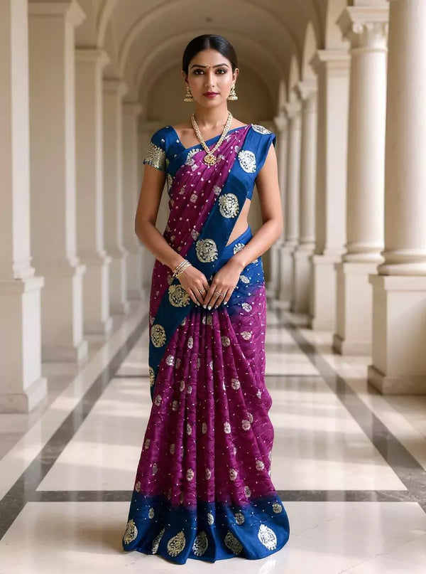 Violet Bandhini Chinon Silk