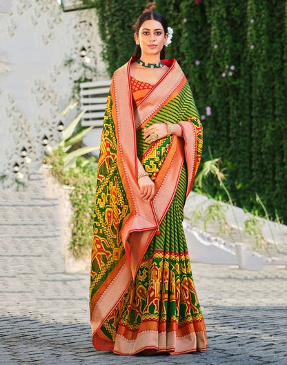 Green Coloured Brasso Printed Saree