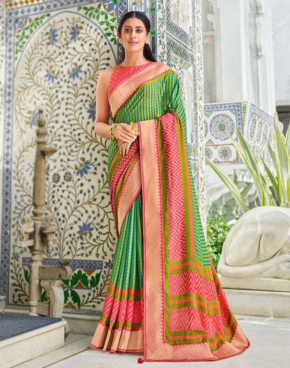 Stylish Green Coloured Brasso Printed Saree