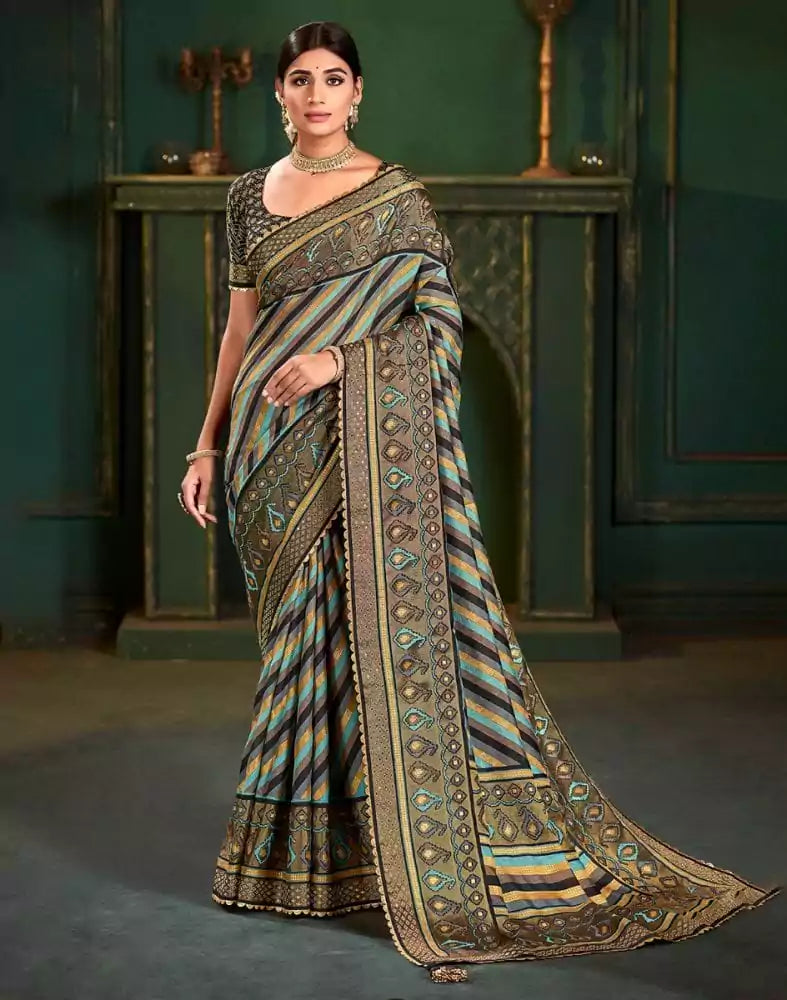 Multi Color Striped Pattern Patola Saree