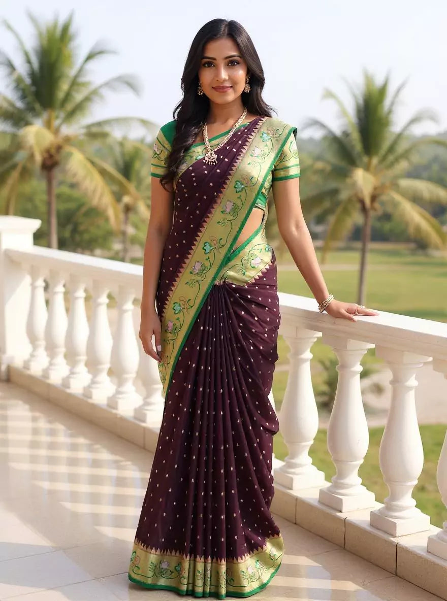 Wine Zari Booti&